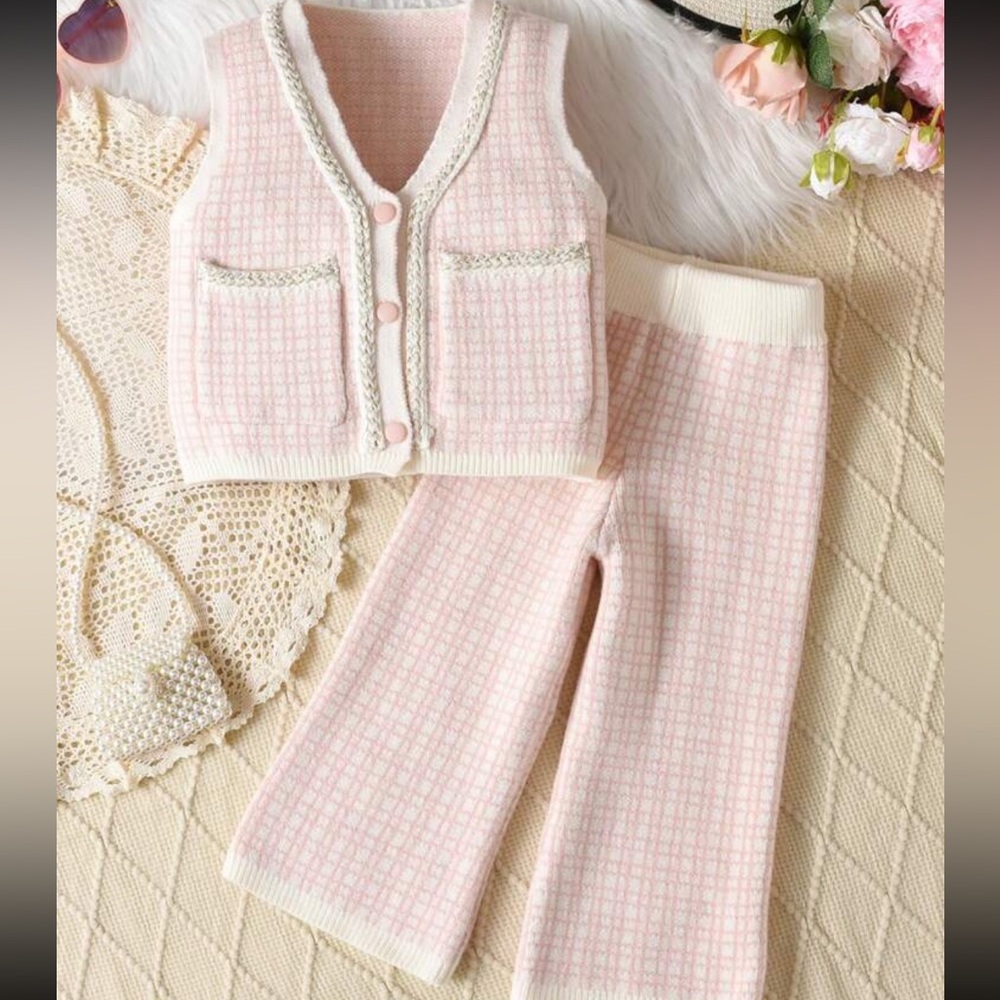 Toddler girl knit vest set